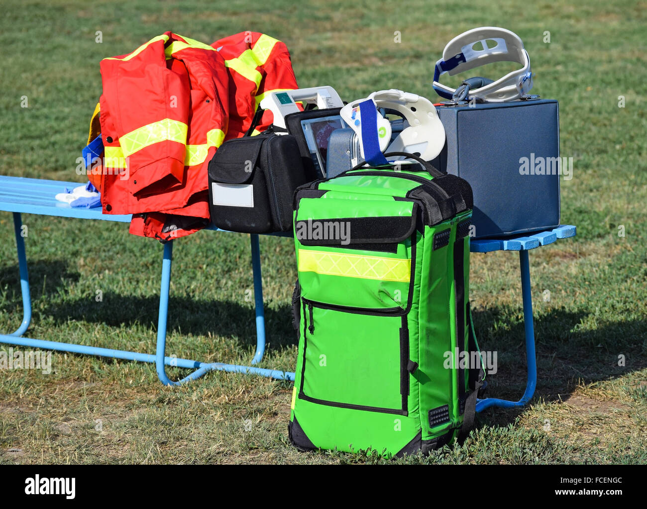 Emergenza kit ambulanza Foto Stock