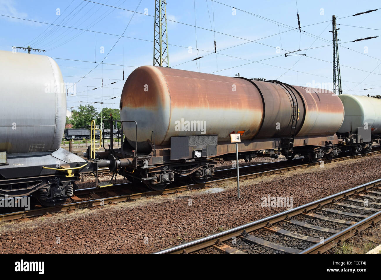 Trasportatore di olio di carrozze ferroviarie Foto Stock