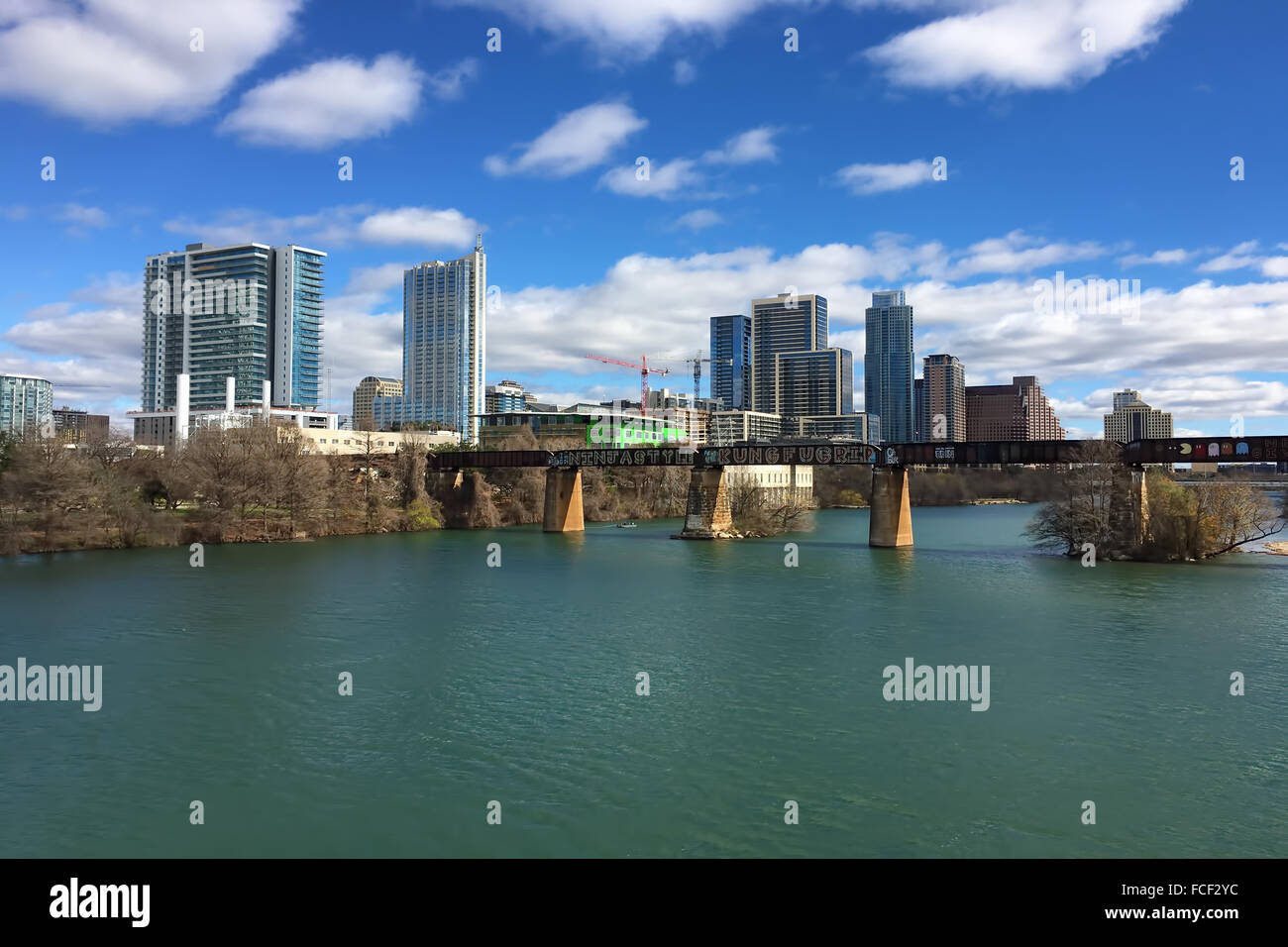 Austin, Texas, skyline in una giornata di sole Foto Stock