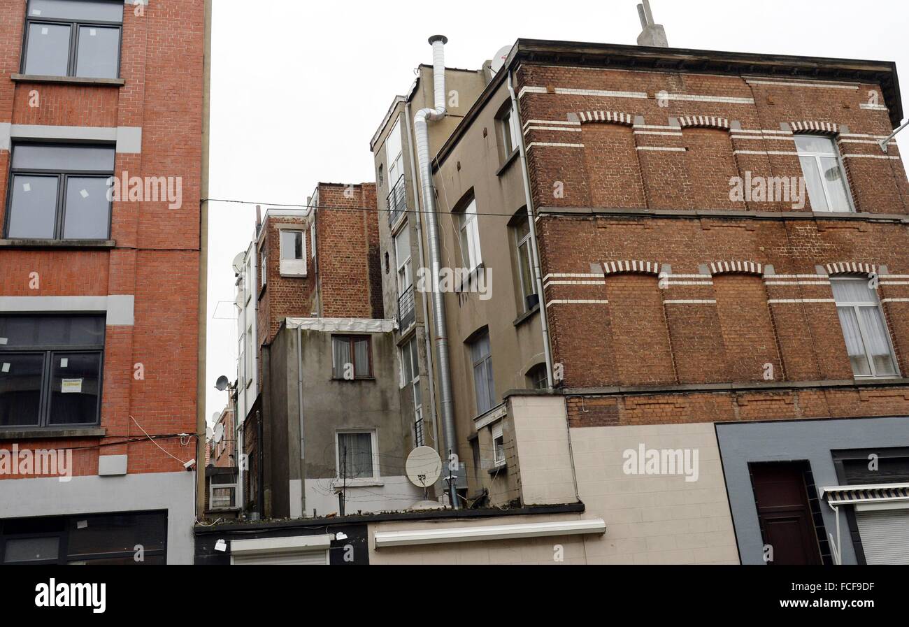 Scena di strada a Bruxelles Molenbeek a Gennaio 9, 2016. Foto Stock