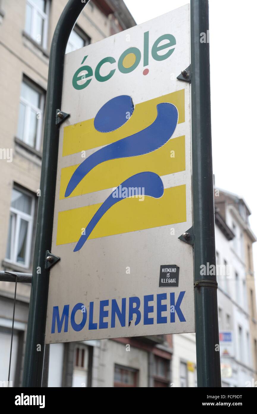 Scena di strada a Bruxelles Molenbeek a Gennaio 9, 2016. Foto Stock