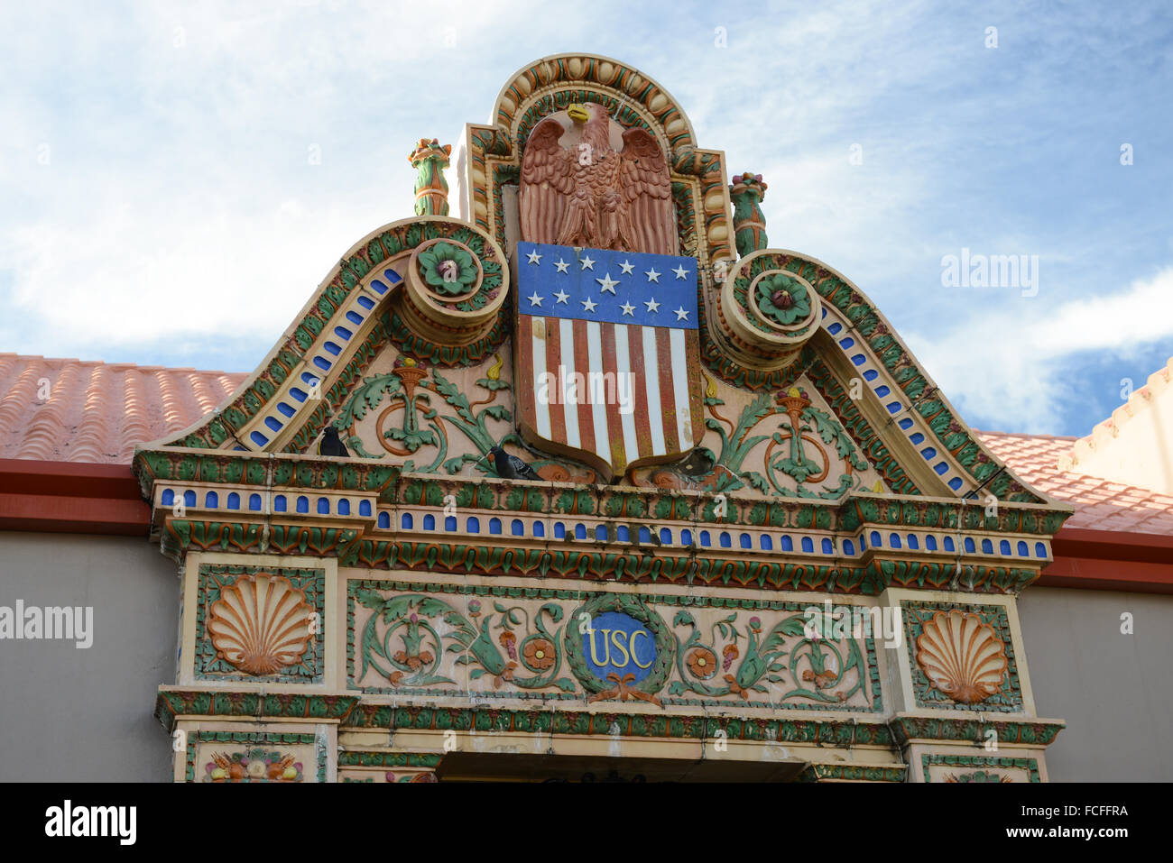 Particolare della facciata della vecchia Customs House Museum. Arroyo, Puerto Rico. Isola dei caraibi. USA il territorio. Foto Stock