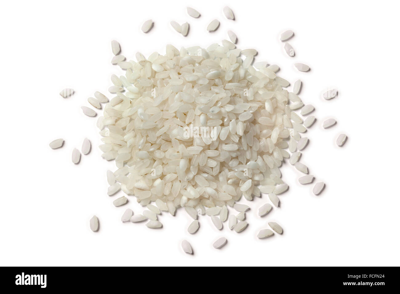 Cumulo di sushi giapponese riso su sfondo bianco Foto Stock