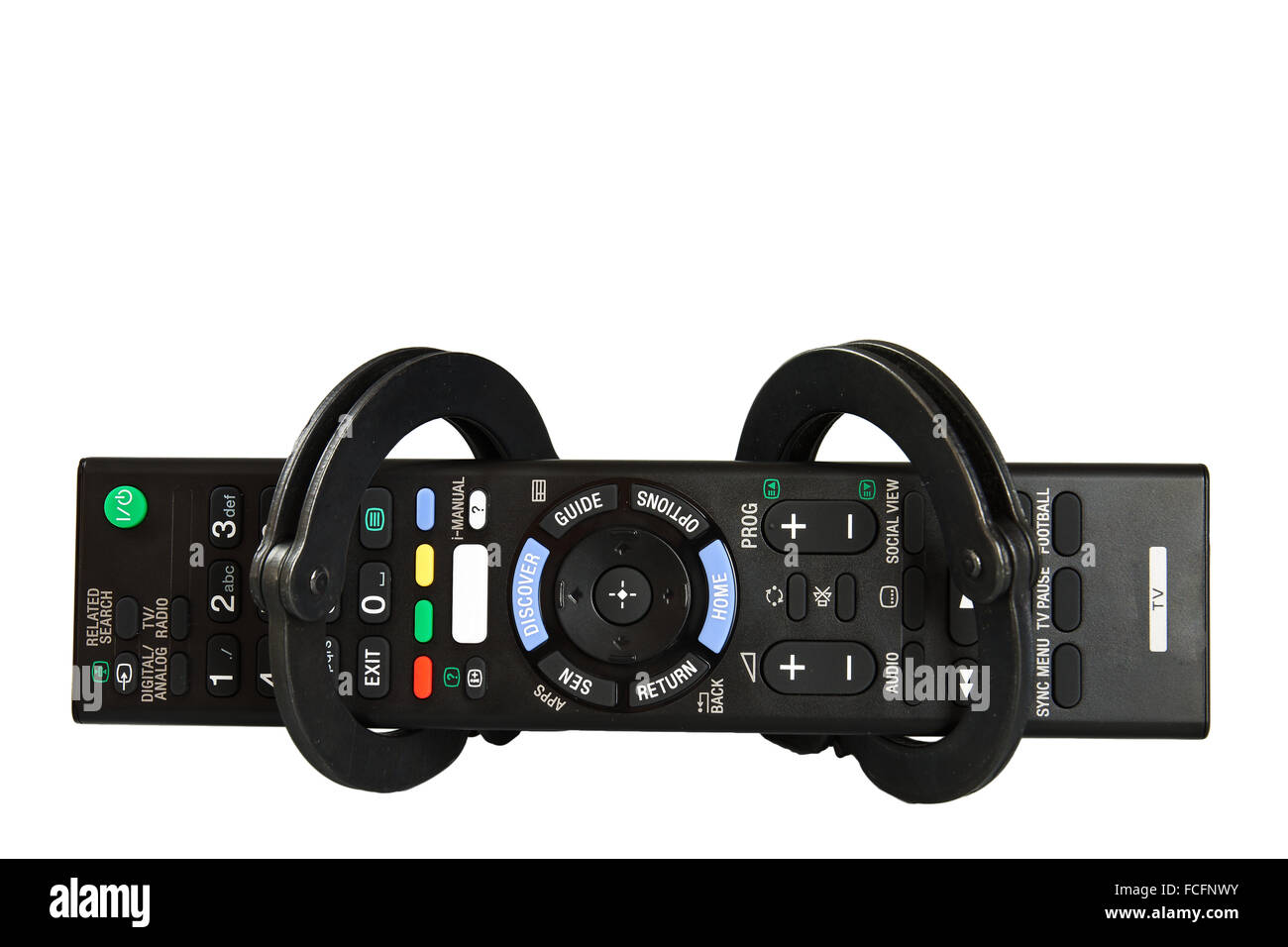 Telecomando Smart TV isolato su uno sfondo bianco Foto Stock