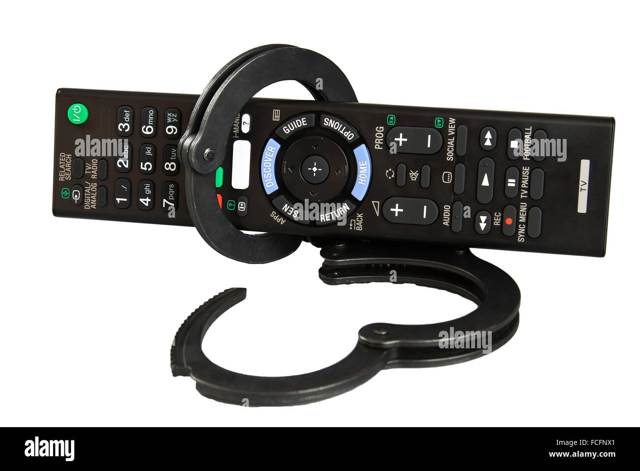 Telecomando Smart TV isolato su uno sfondo bianco Foto Stock