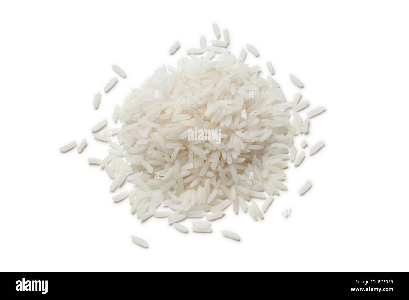 Cumulo di materie di riso al gelsomino su sfondo bianco Foto stock - Alamy