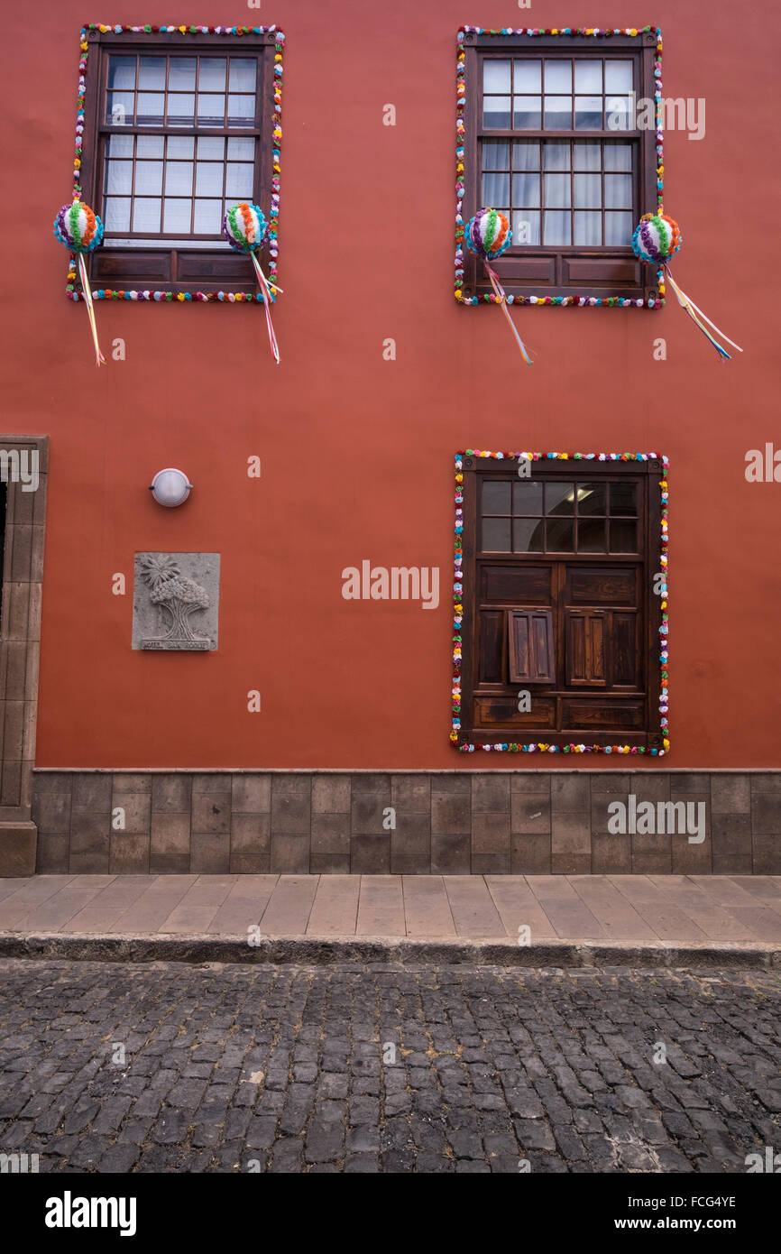 Hotel San Roque a Garachico, Tenerife. Decorate per l annuale fiesta. Isole Canarie, Spagna. Foto Stock