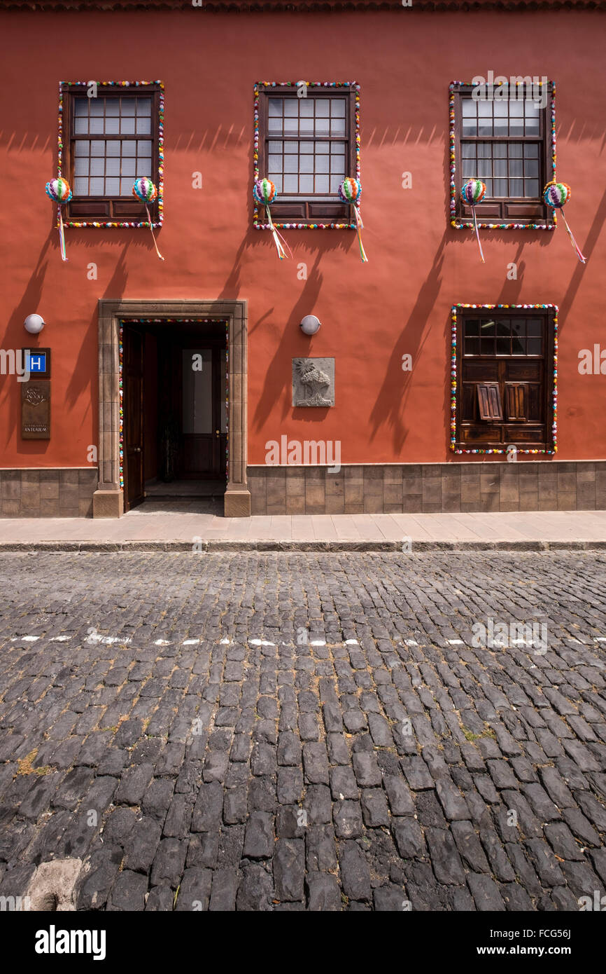 Hotel San Roque a Garachico, Tenerife. Decorate per l annuale fiesta. Isole Canarie, Spagna. Foto Stock