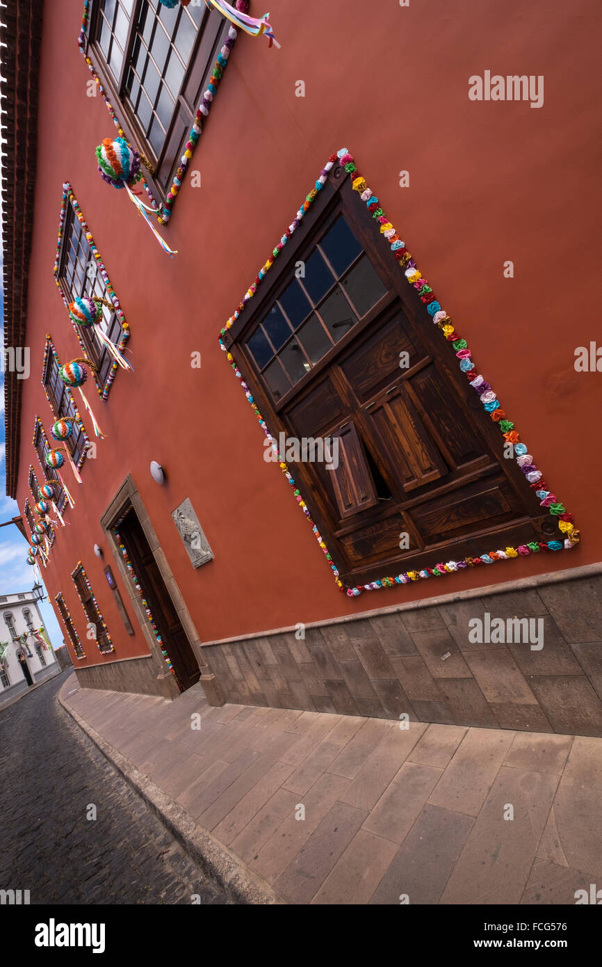 Hotel San Roque a Garachico, Tenerife. Decorate per l annuale fiesta. Isole Canarie, Spagna. Foto Stock