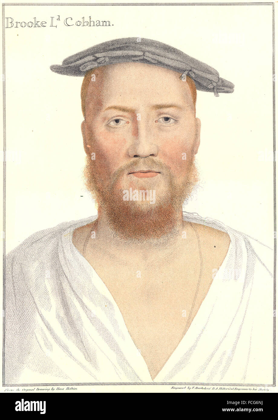 HOLBEIN-Henry VIII CORTE: George Brook, Signore Cobham (Bartolozzi) , Stampa 1884 Foto Stock