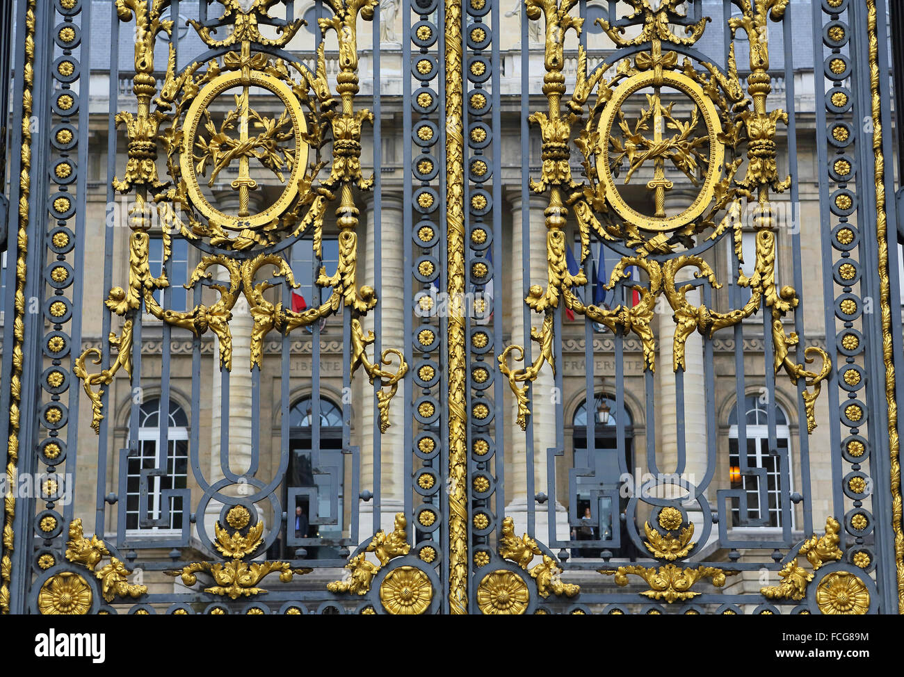 Porte del Palazzo di Giustizia (Palais de Justice), Parigi, Francia. Foto Stock
