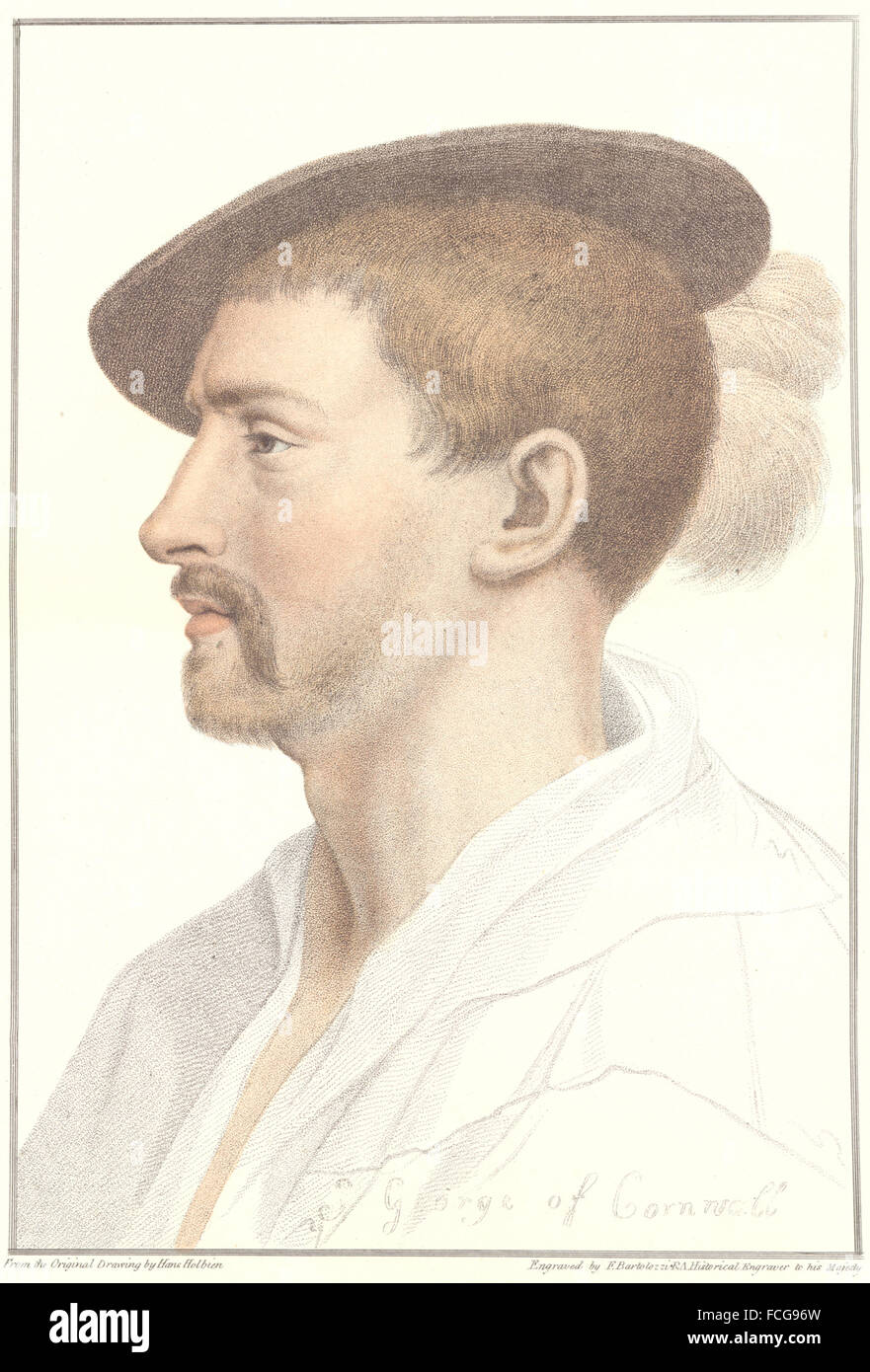 HOLBEIN-Henry VIII CORTE: Simon George di Cornovaglia (Bartolozzi) , Stampa 1884 Foto Stock