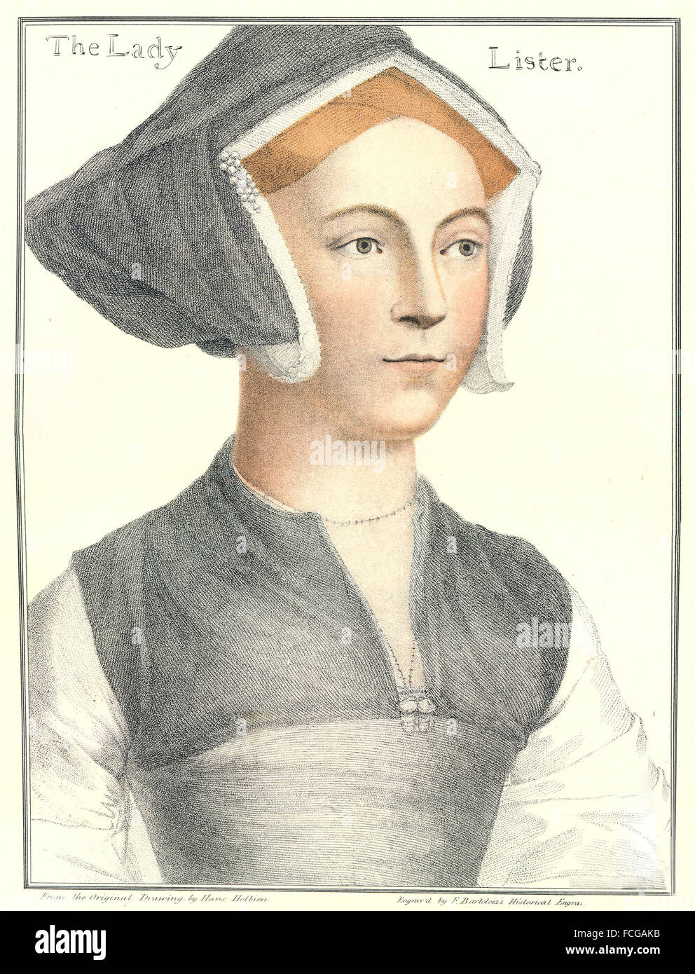 HOLBEIN-Henry VIII CORTE: Jane Shirley, la signora Lister (Bartolozzi) , 1884 Foto Stock