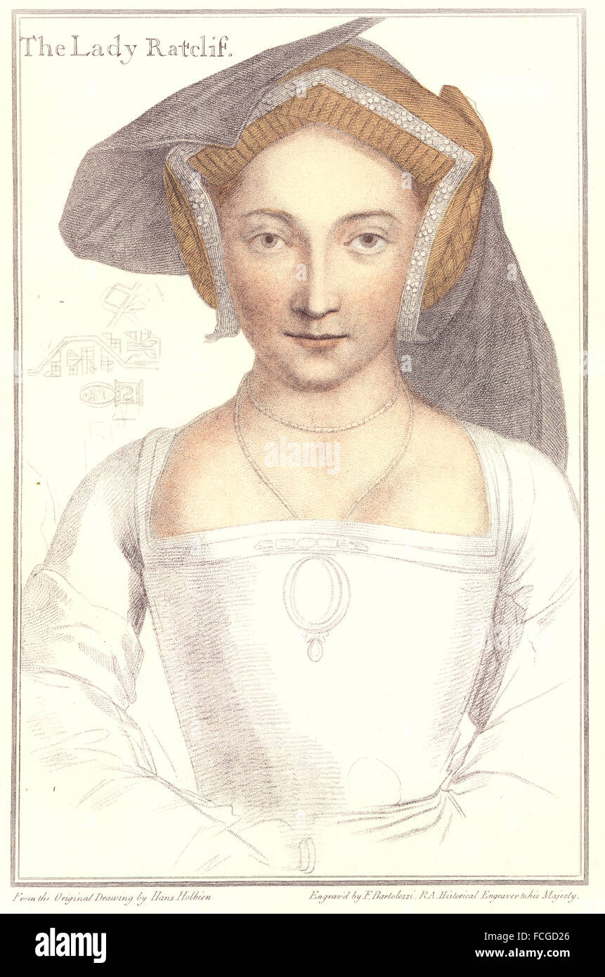 HOLBEIN-Henry VIII CORTE: la signora Ratcliffe (Ratclif) (Bartolozzi) , 1884 Foto Stock