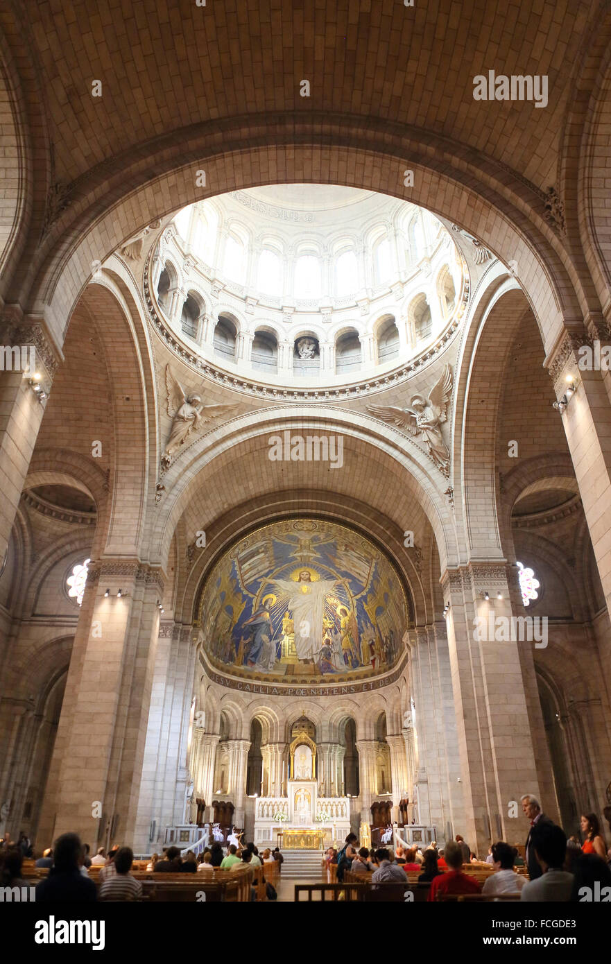 All interno della Basilica del Sacré-Coeur, Montmate, Parigi, Francia. Foto Stock
