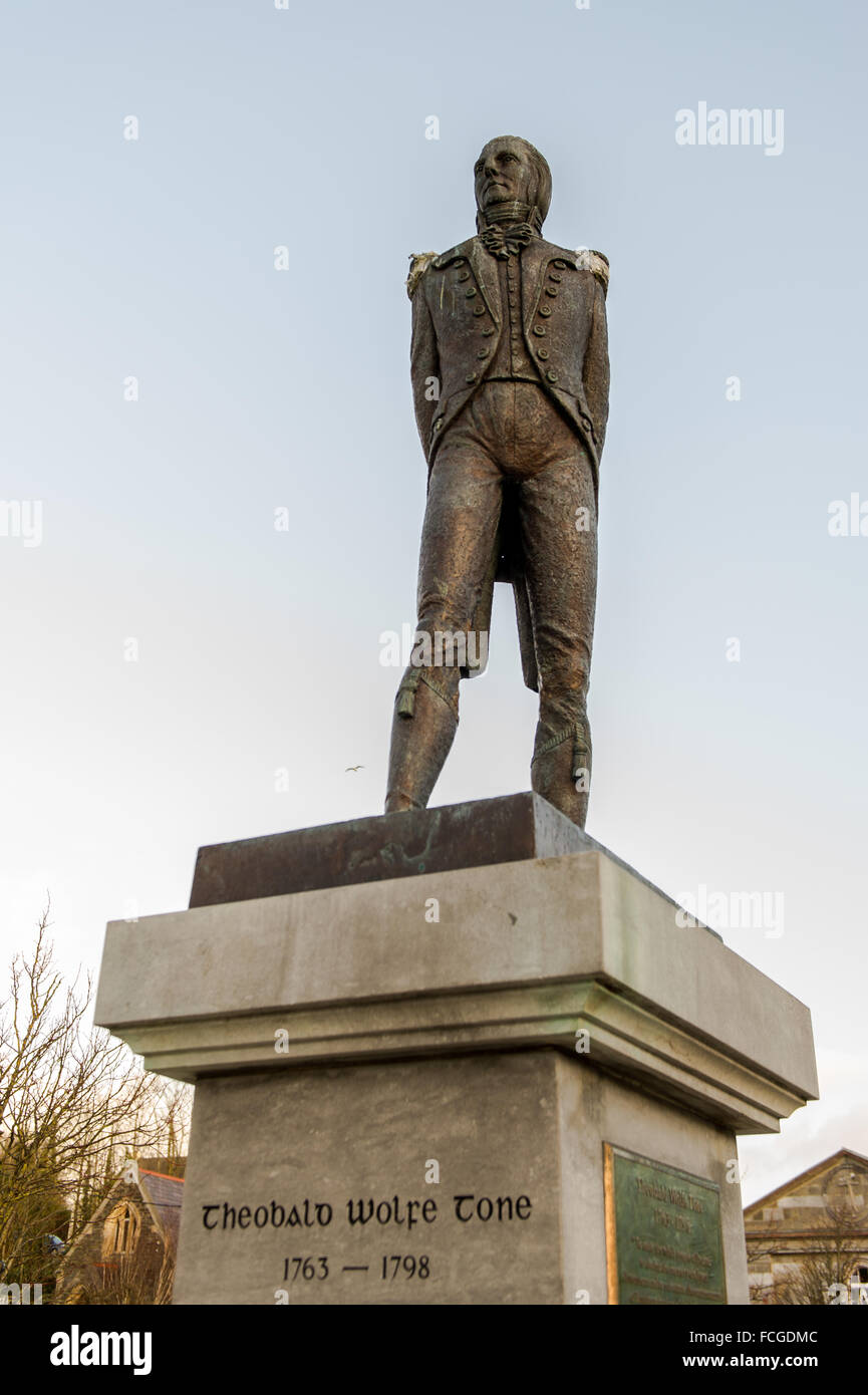 Wolfe Tone statua in piazza, Bantry, West Cork, Irlanda. Foto Stock