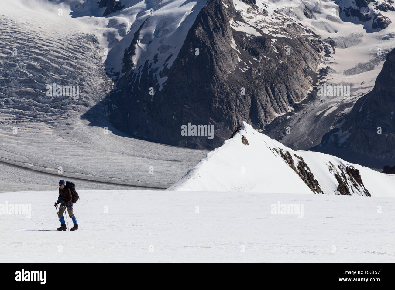 La Svizzera Alpi Pennine salita al Aletschhorn Foto Stock