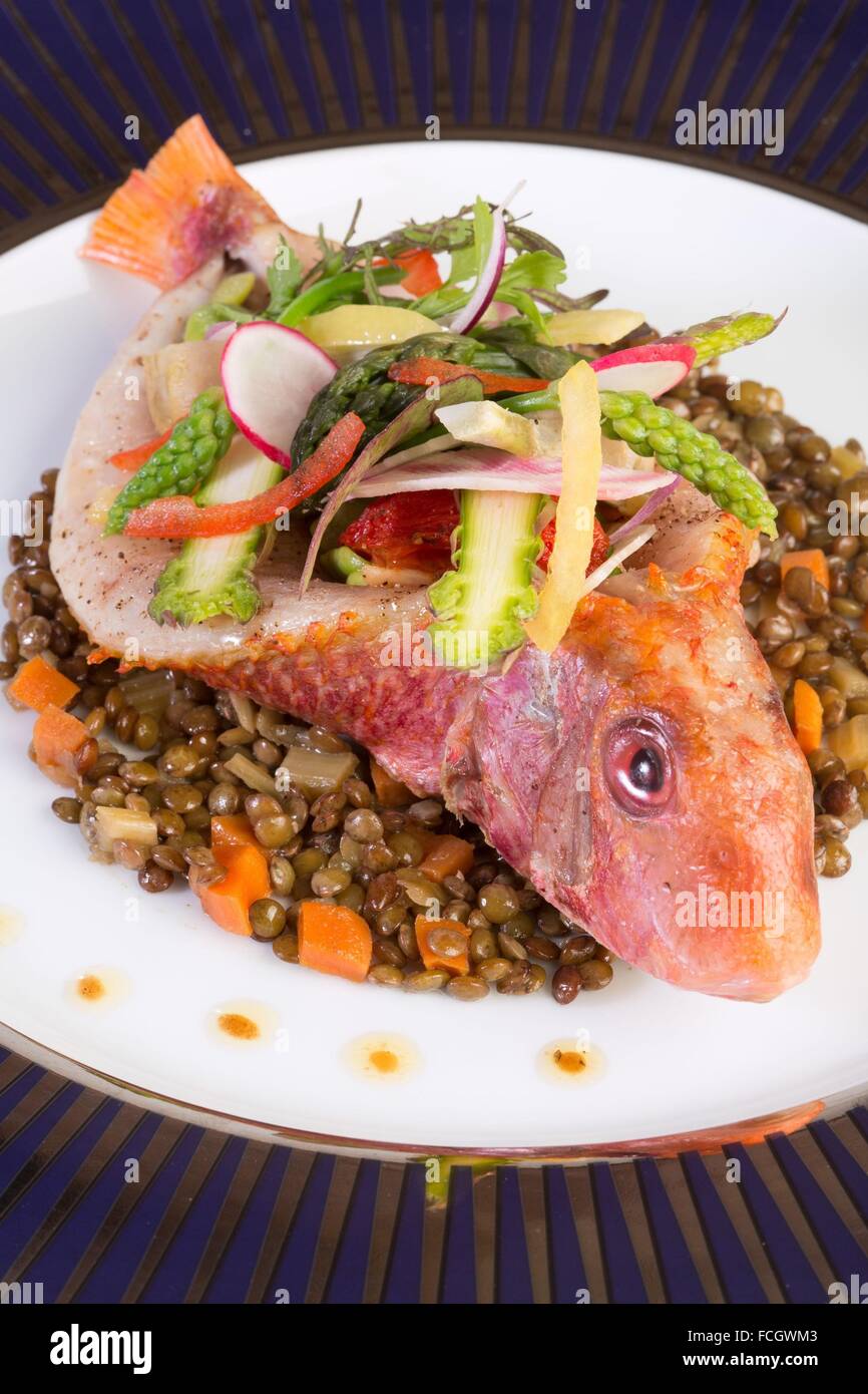 I piatti dal ricettario da Laurent clemente, chef stella Michelin, Chartres, Francia Foto Stock