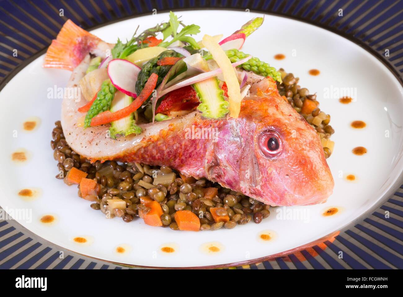 I piatti dal ricettario da Laurent clemente, chef stella Michelin, Chartres, Francia Foto Stock