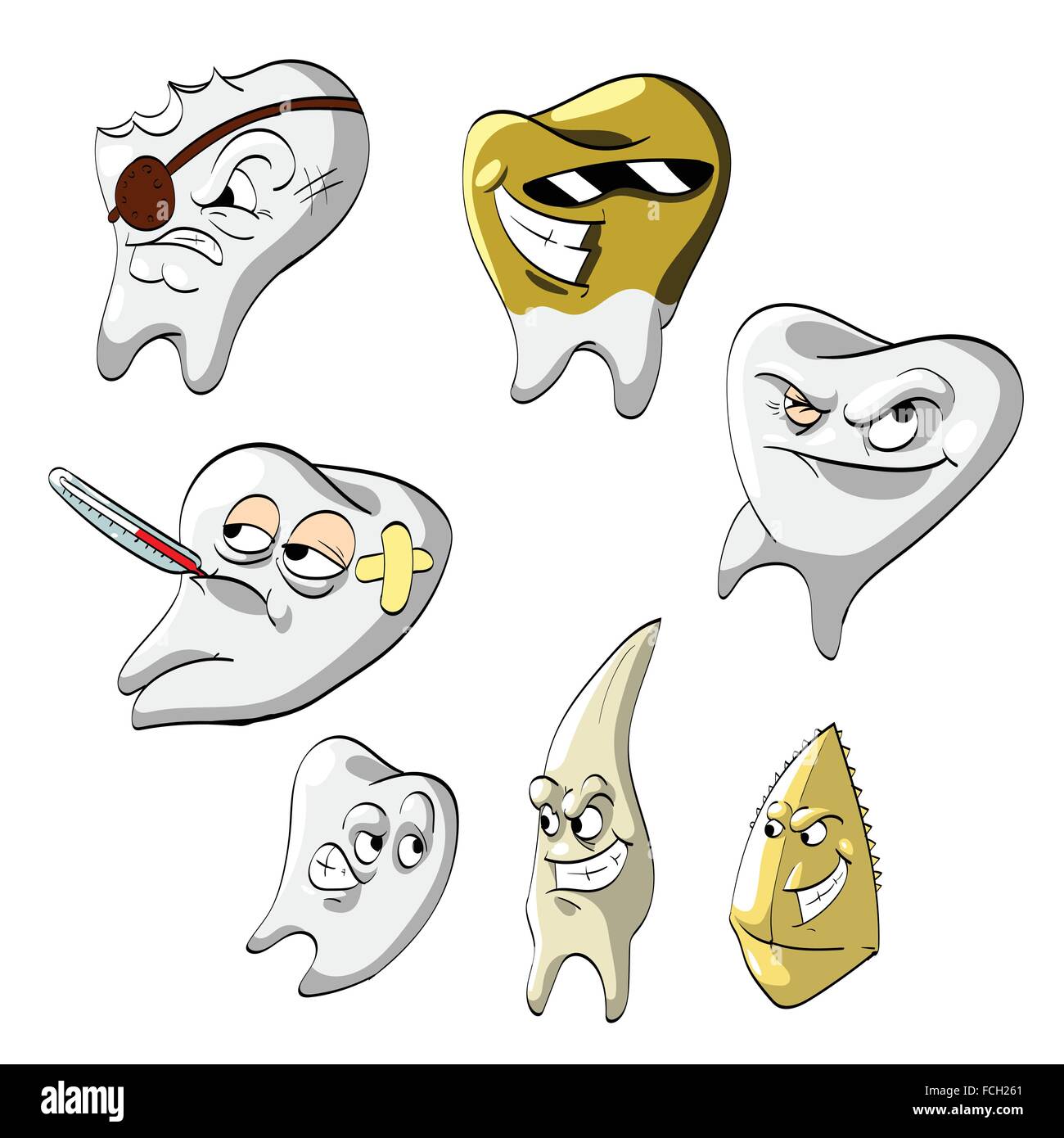 Una collezione di fumetti denti. Illustrazione Vettoriale. Illustrazione Vettoriale