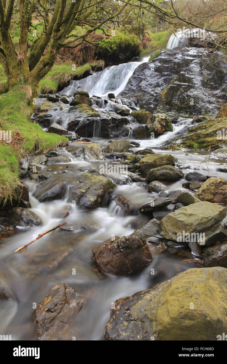 West Baldwin stream, Isola di Man lunga esposizione fotografia di paesaggi Foto Stock