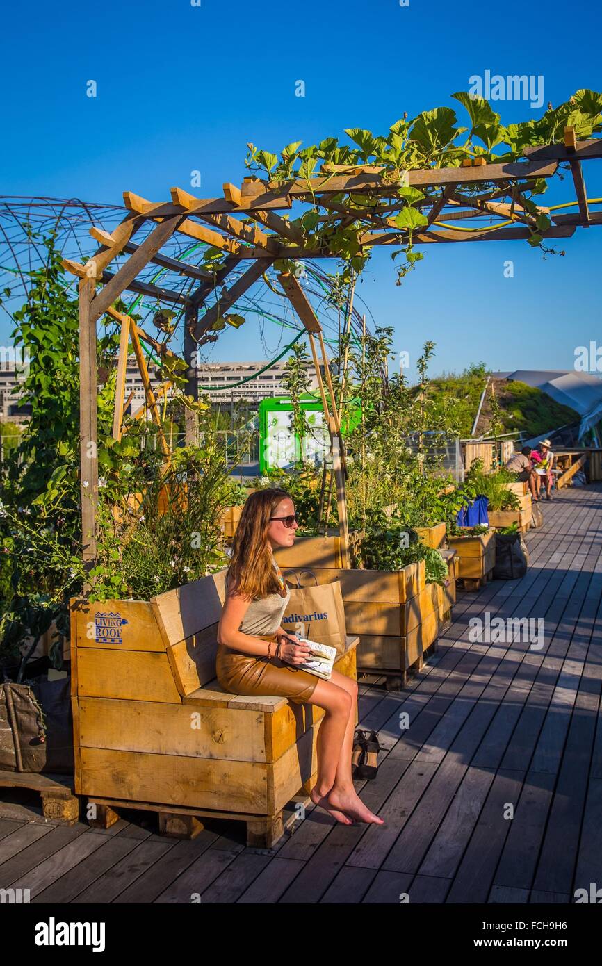 Tetto vivente, la residenza urbana, agricola CITE DE LA MODE ET DU DESIGN Foto Stock