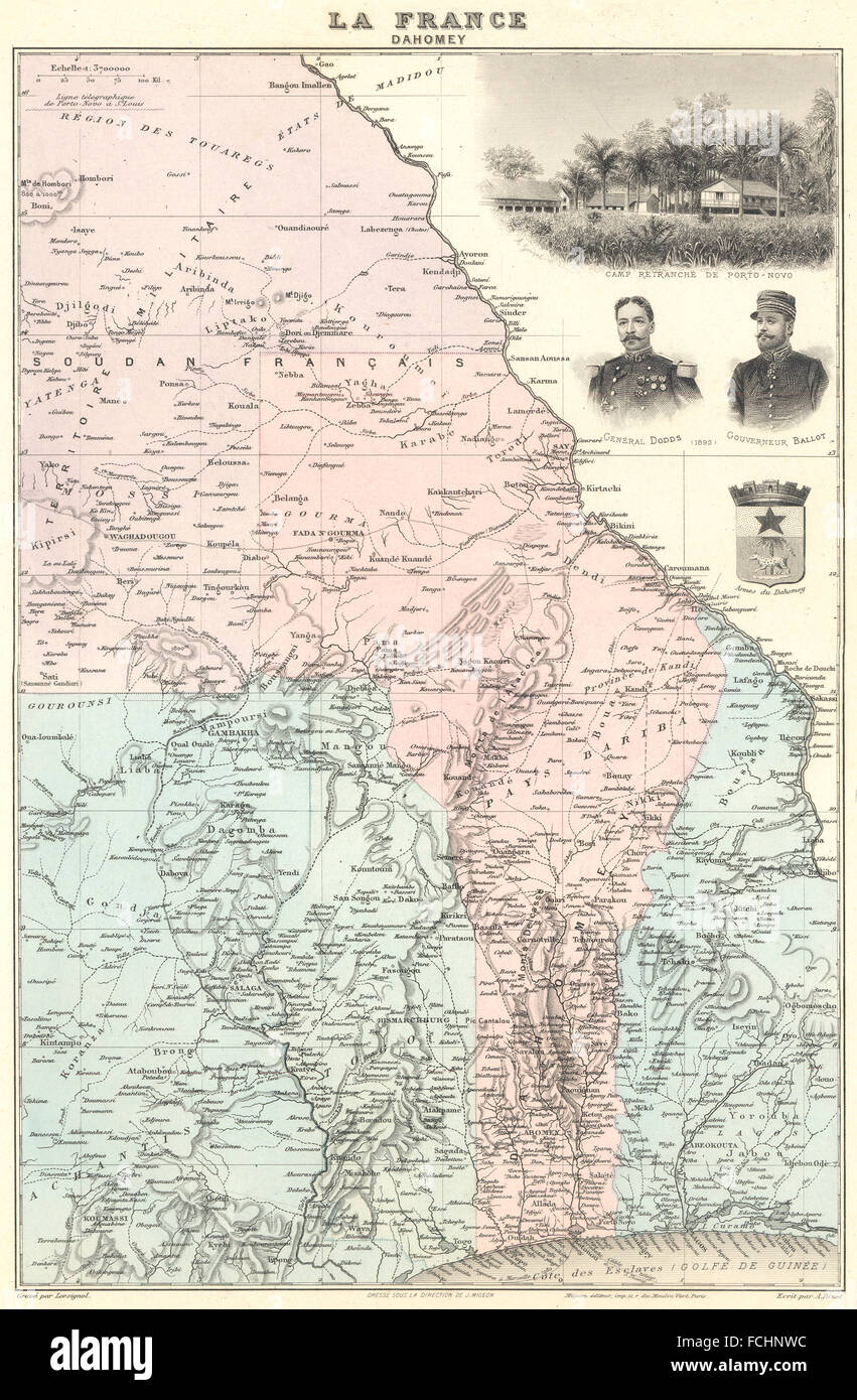 BENIN: Dahomey. Vuillemin., 1903 Mappa antichi Foto Stock