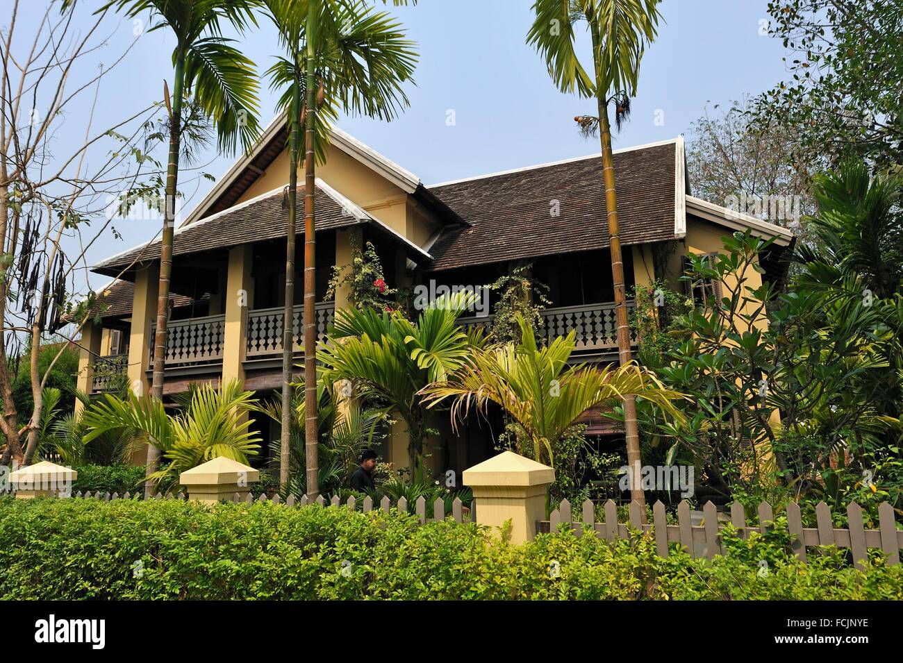 Casa residenziale in That Luang distretto, a Luang Prabang, Laos, sud-est asiatico. Foto Stock