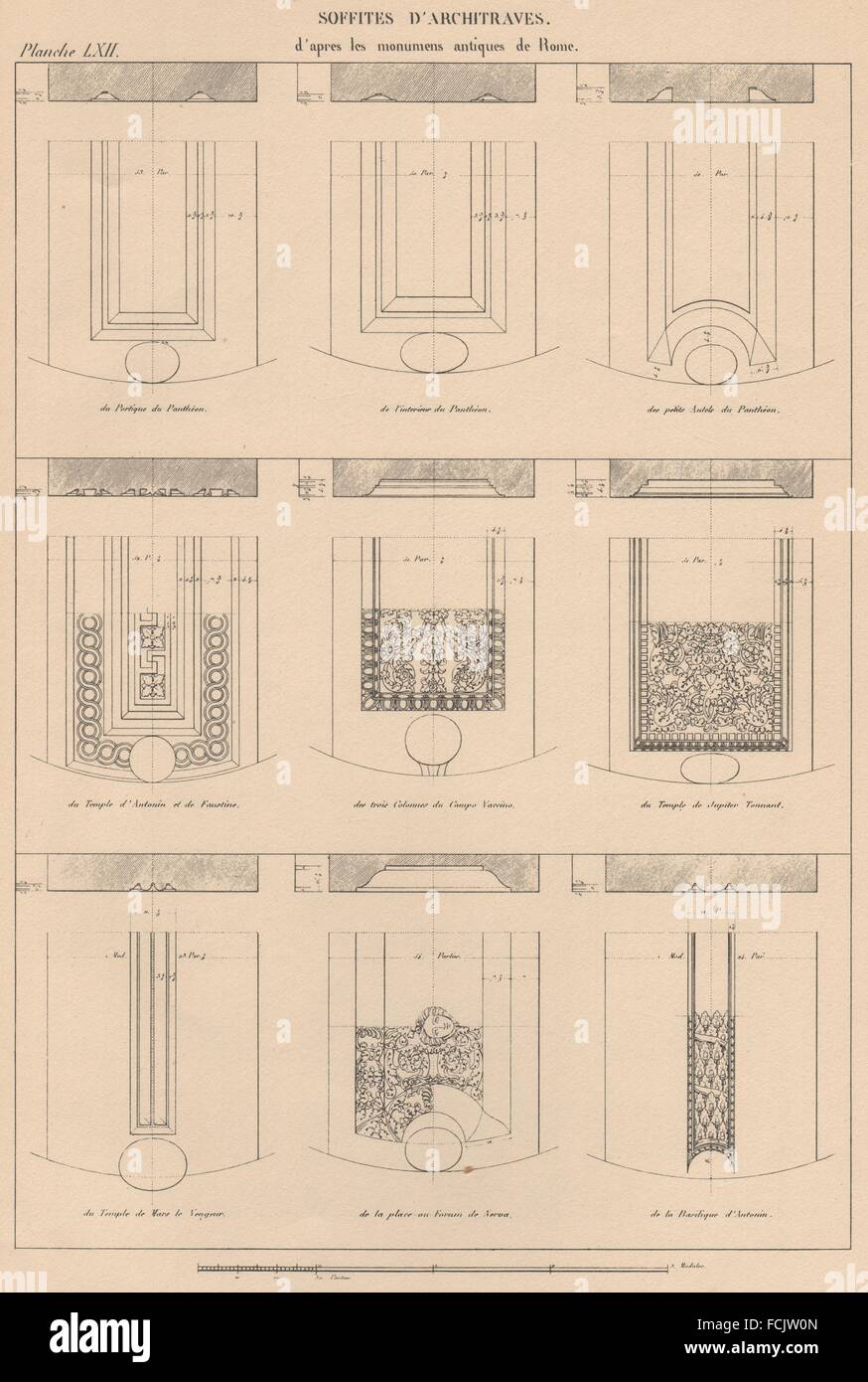 Architettura classica: intradossi di architravi, vintage print 1931 Foto Stock