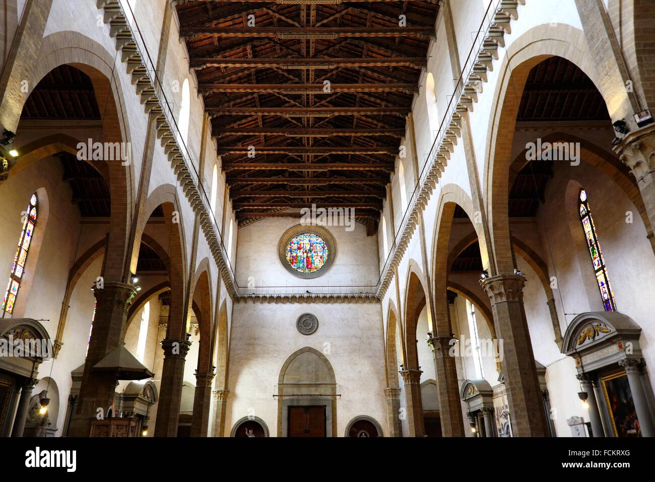 Interno della Basilica di Santa Croce e Piazza Santa Croce a Firenze,  Toscana, Italia, Europa Foto stock - Alamy