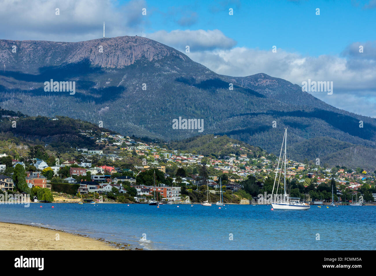 Paesaggio di Hobart e il Monte Wellington, Tasmania Australia Foto Stock
