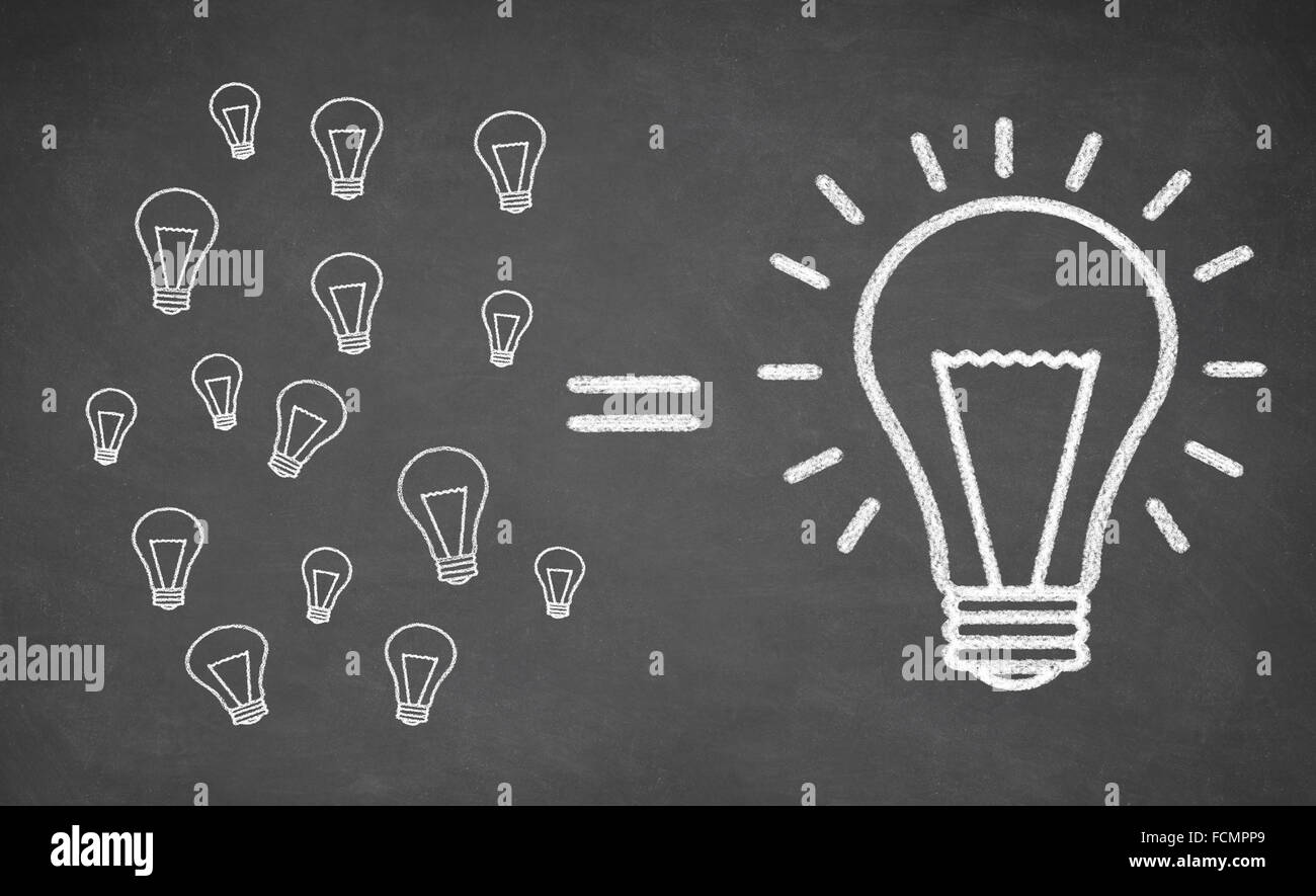 Molte piccole lampadine pari grande lampadina Foto Stock