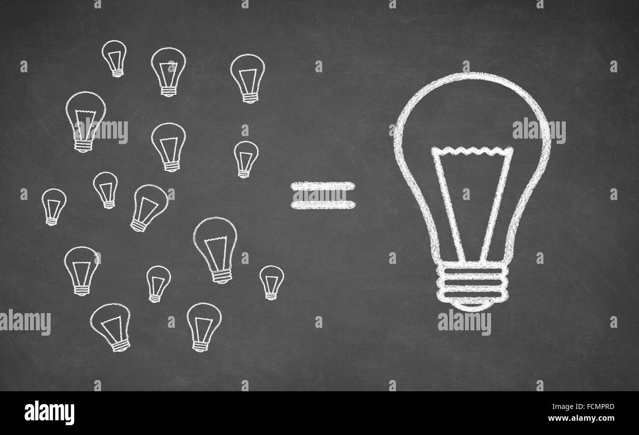Molte piccole lampadine pari grande lampadina Foto Stock