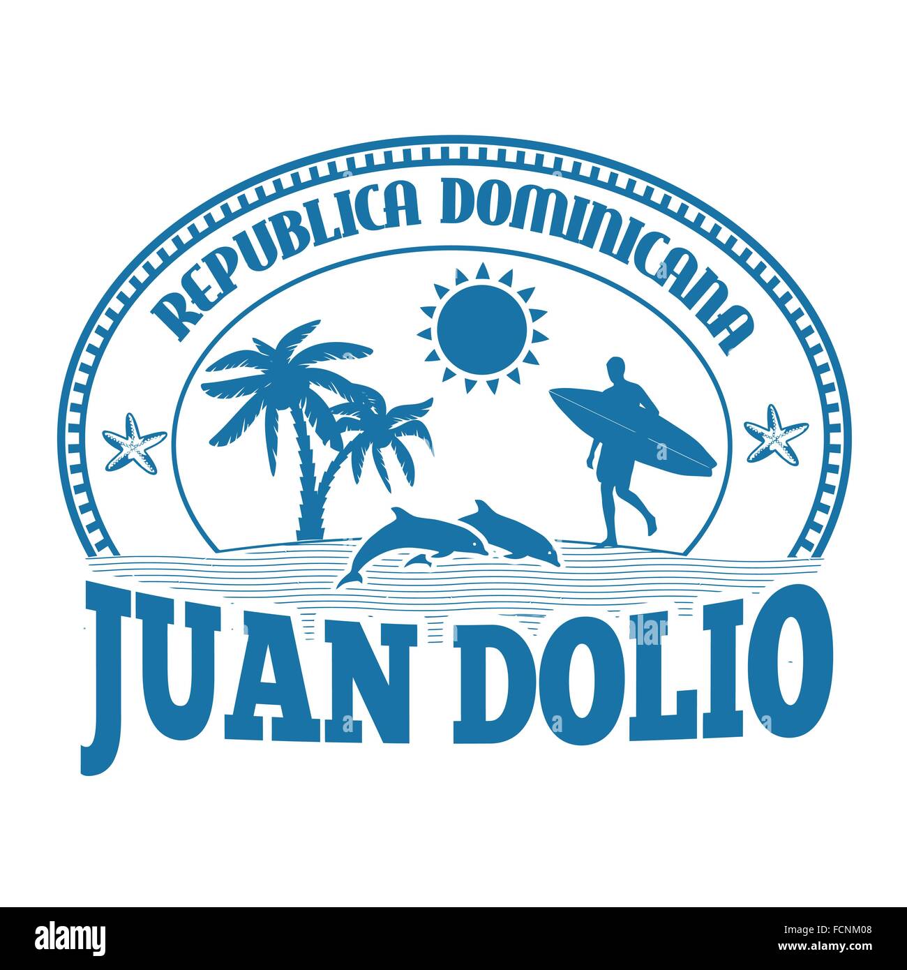 Juan Dolio Repubblica Dominicana, bollino o etichetta su sfondo bianco, illustrazione vettoriale Illustrazione Vettoriale
