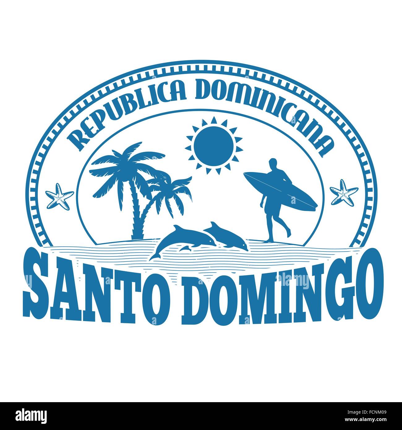 Santo Domingo, Repubblica Dominicana, bollino o etichetta su sfondo bianco, illustrazione vettoriale Illustrazione Vettoriale