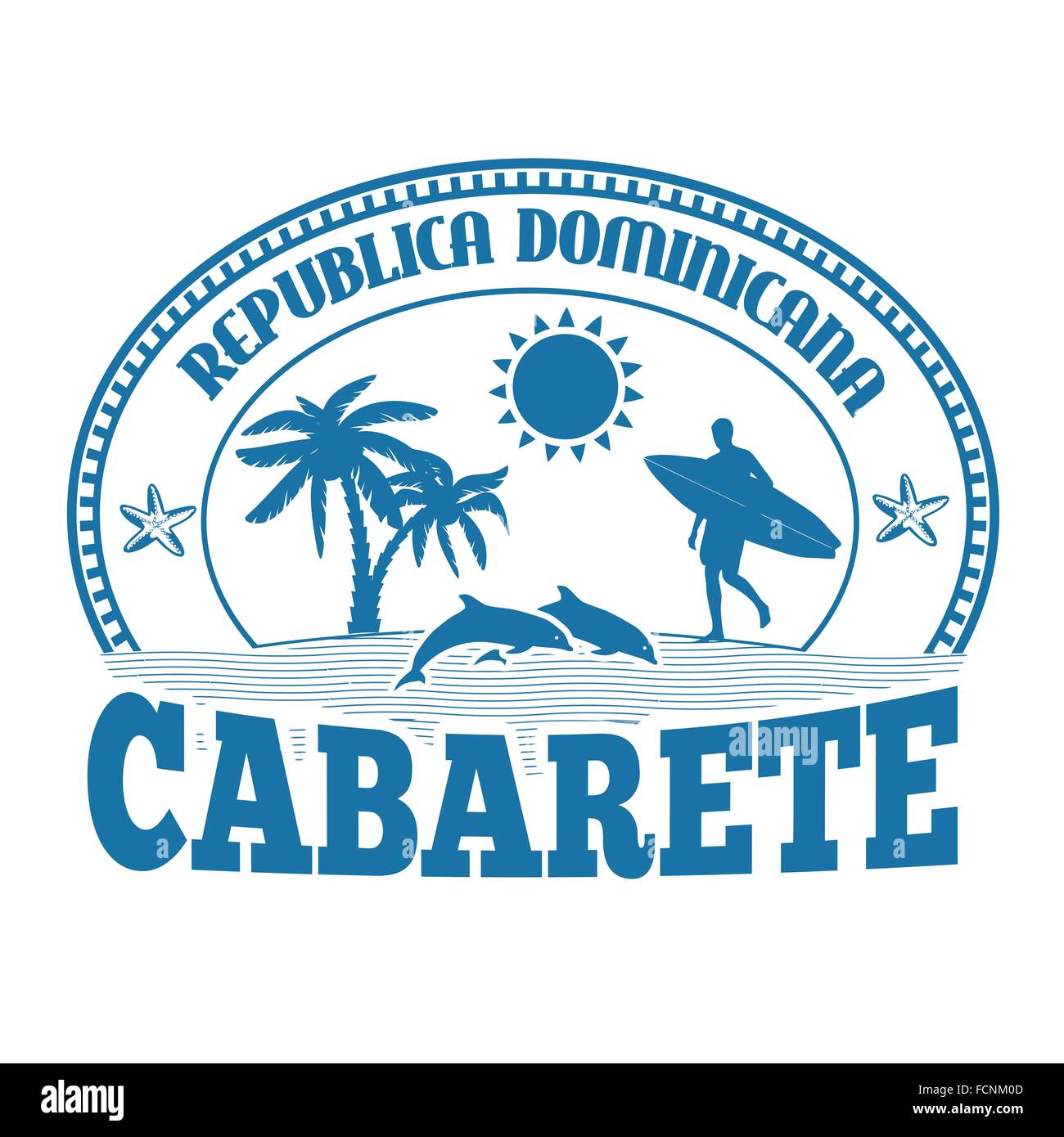 Cabarete Repubblica Dominicana, bollino o etichetta su sfondo bianco, illustrazione vettoriale Illustrazione Vettoriale
