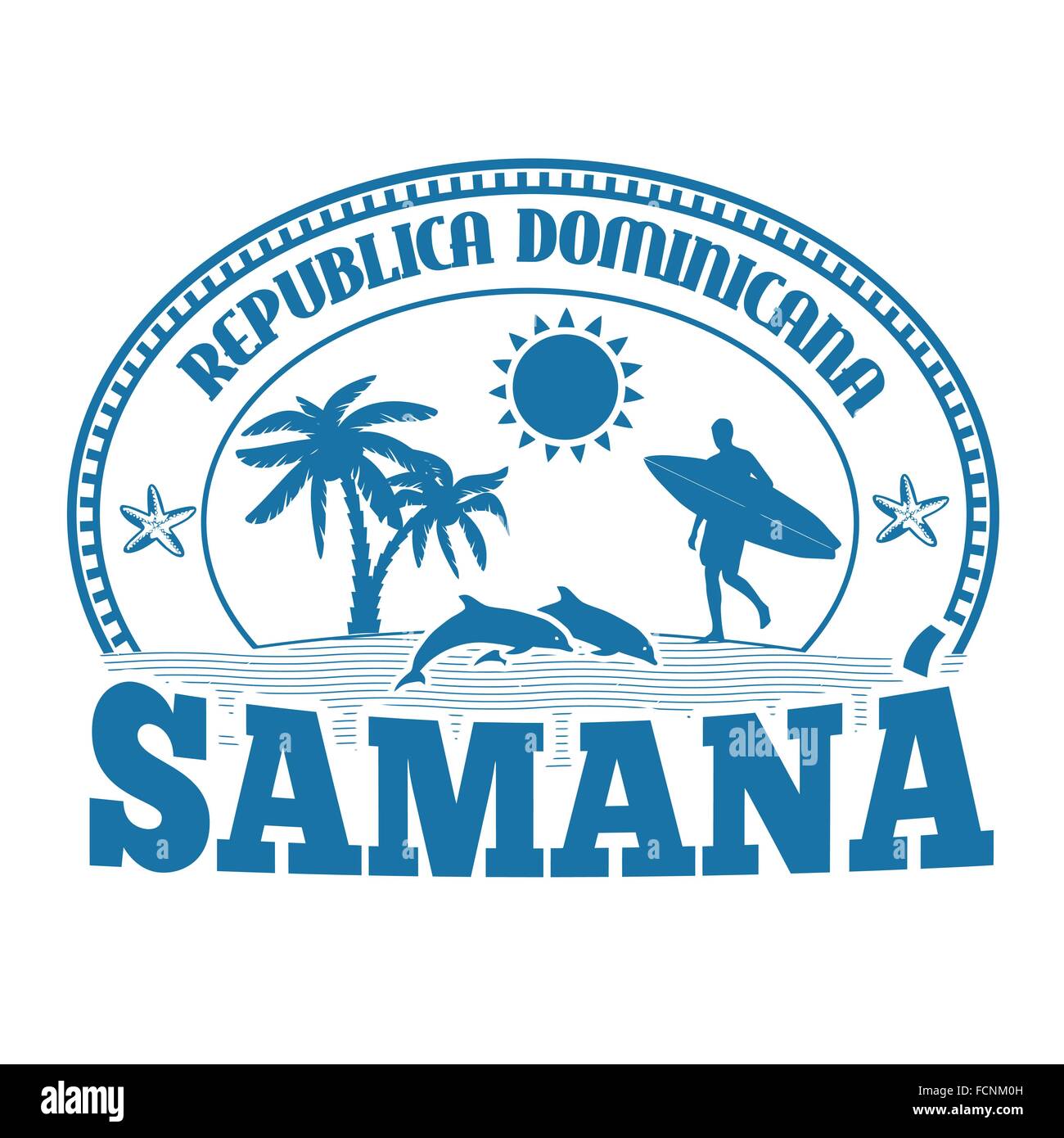 Samana, Repubblica Dominicana, bollino o etichetta su sfondo bianco, illustrazione vettoriale Illustrazione Vettoriale
