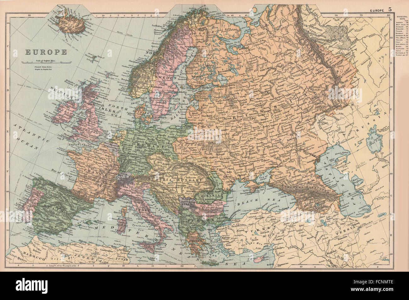 Europa: politico. La Austria-ungheria Impero ottomano &c. BACON, 1893 Mappa antichi Foto Stock