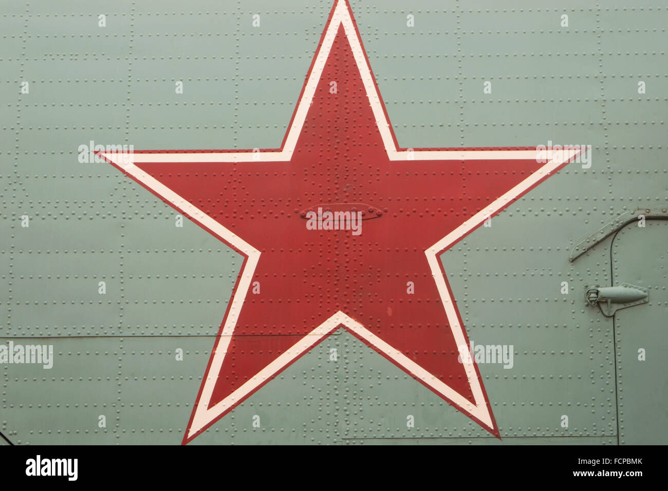 Close up red star segnando in elicottero Foto Stock