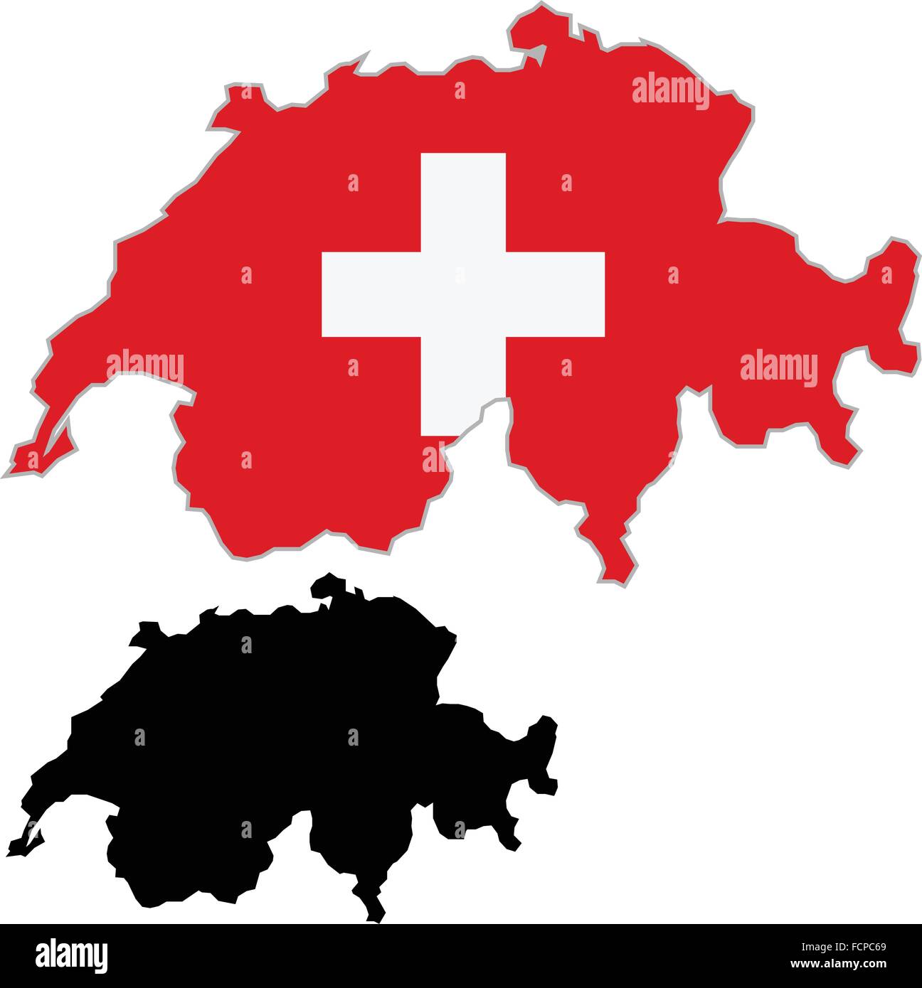 Cartina della Svizzera bandiera su uno sfondo bianco. Vector illustrator. Illustrazione Vettoriale