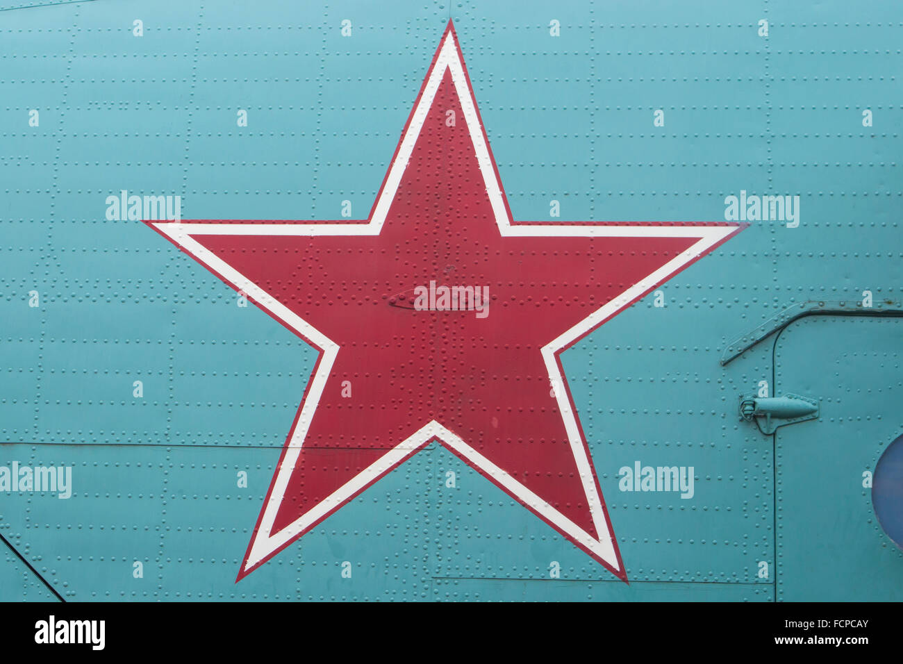 Close up red star segnando in elicottero Foto Stock