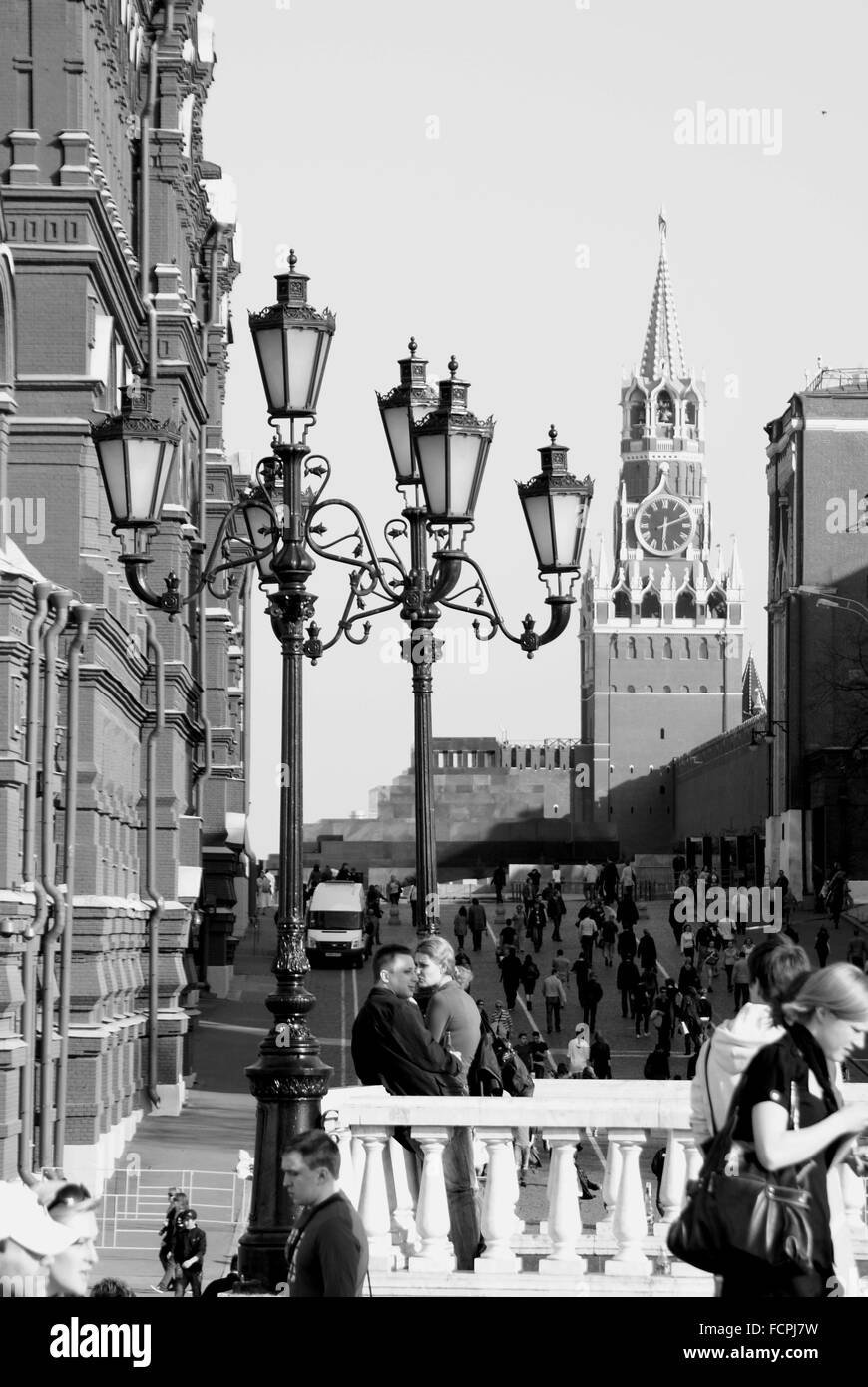 Cremlino di Mosca piazza rossa in bianco e nero Foto Stock