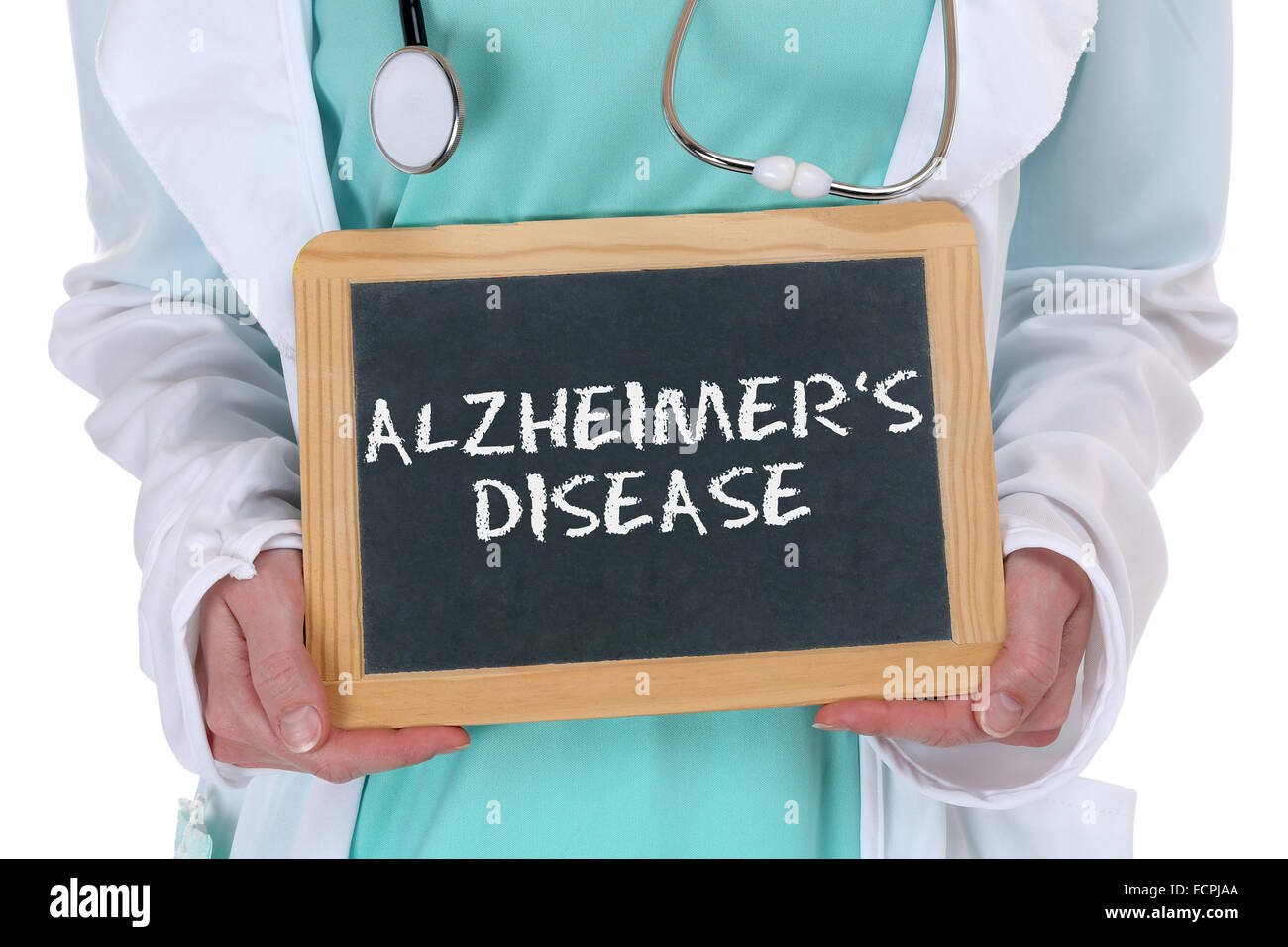 La malattia di Alzheimer malattia di Alzheimer il morbo di Alzheimer malattia malato sano medico sanitario con segno Foto Stock