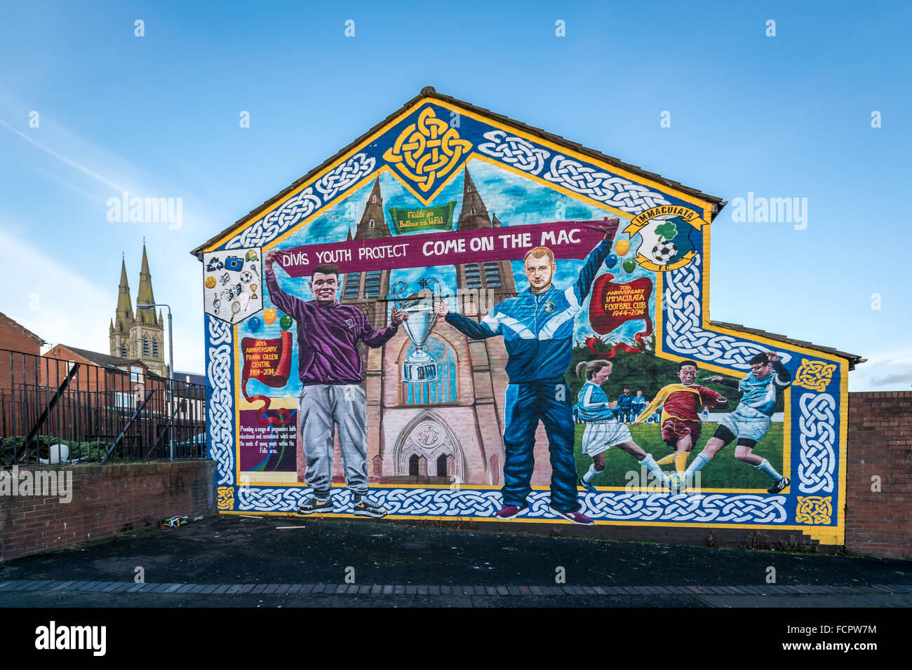 Divis progetto giovani murale in Divis area della parte occidentale di Belfast. Foto Stock