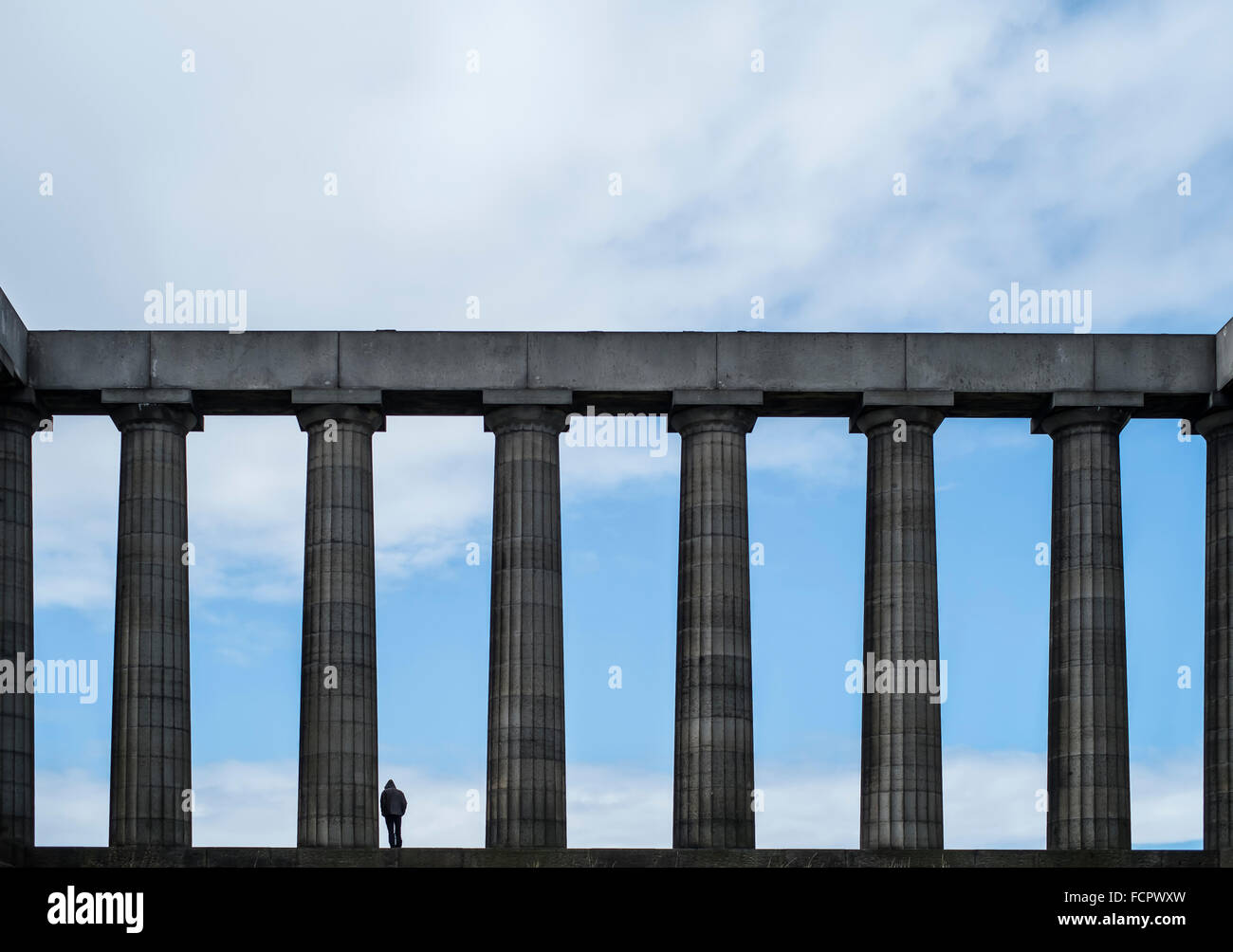 Edinburgh, monumento, Firth of Forth, UK, Hotel, UK, Monumento Nazionale di Scozia, viaggi, Scozia, Il Caledonian,colonne, Foto Stock