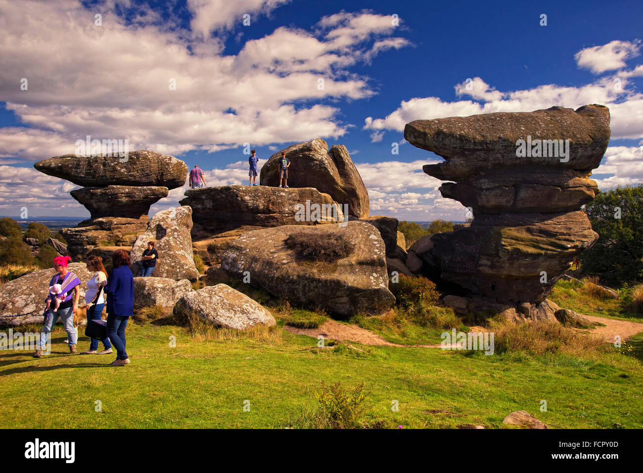 Brimham Rocks, Summerbridge, Harrogate, North Yorkshire, Regno Unito Foto Stock