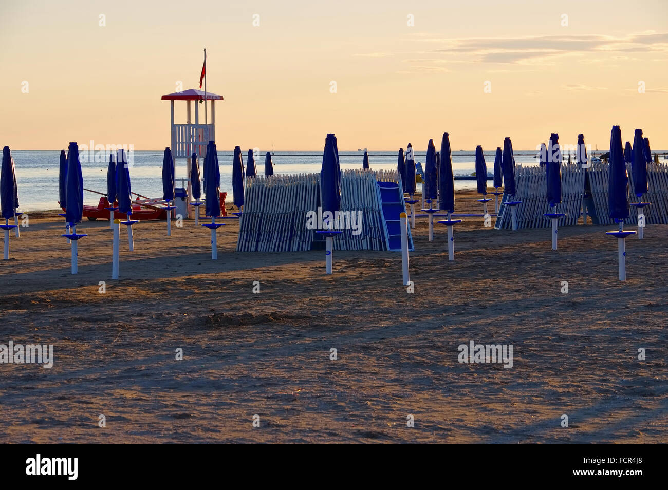Grado in Italien Strand Sonnenuntergang - Grado in Italia, spiaggia tramonto Foto Stock