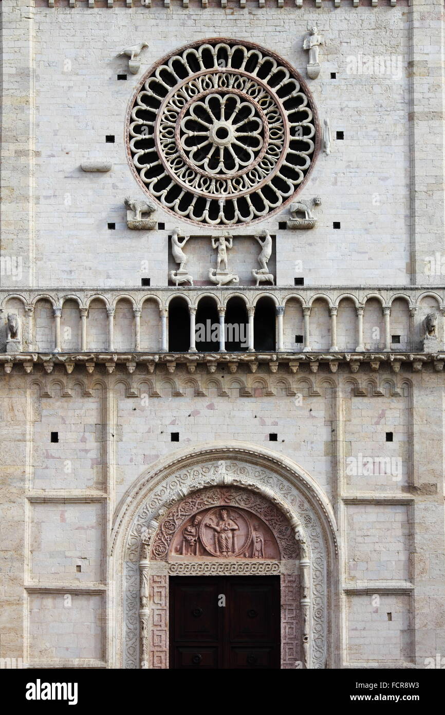 Rosone di San Rufino Duomo di Assisi, Italia Foto Stock