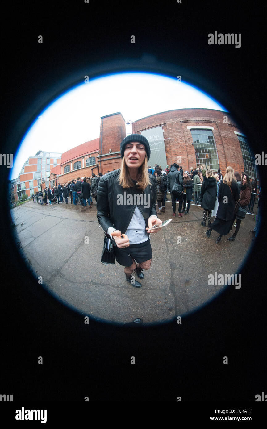 Londra, UK, 24 gennaio 2016, grandi folle come Annie Liebowitz mostra fotografica "donne" si apre a Wapping Power Station in east end vicino al Tamigi. Credito: JOHNNY ARMSTEAD/Alamy Live News Foto Stock