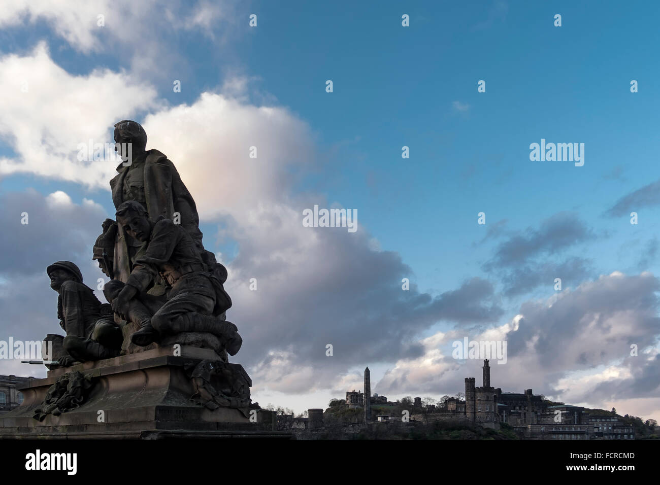 La scultura, Bridge, città di Edimburgo, monumento, Edimburgo, Firth of Forth, Grand ferroviarie, UK, Hotel, UK, viaggi, Scozia, Foto Stock